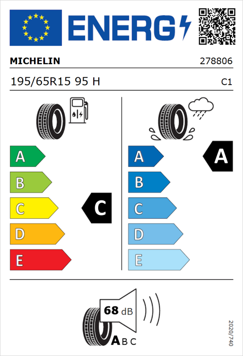 Tyre Label for Michelin Primacy 4 195/65R15 95H