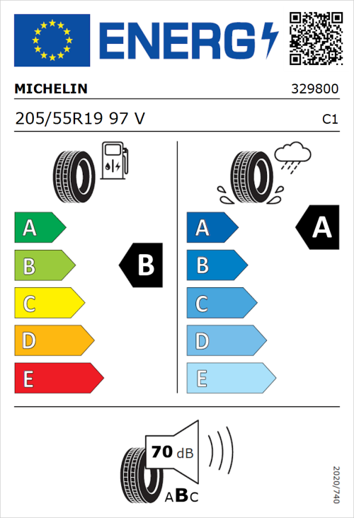Tyre Label for Michelin Primacy 5 205/55R19 97V